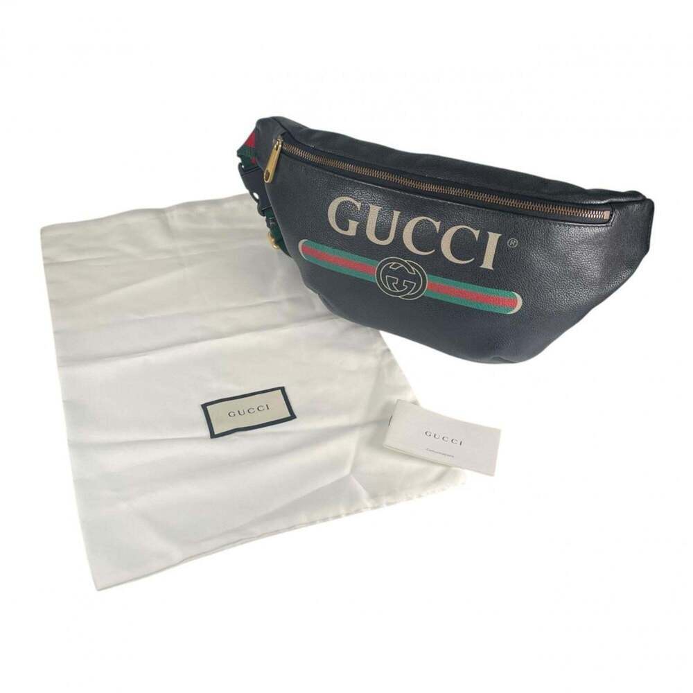 GUCCI Black Leather Fanny Pack